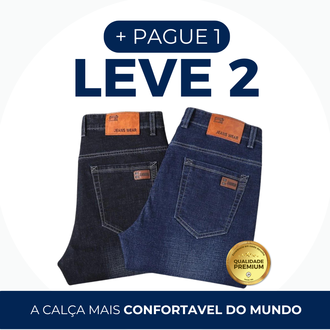 Pague 1 Leve 2 | Calça Jeans® Comfort Flex + Brinde Cinto Masculino