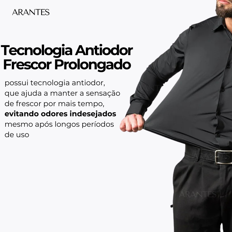 Camisa Elastech Social Anti Amassados + Brinde Relogio Social